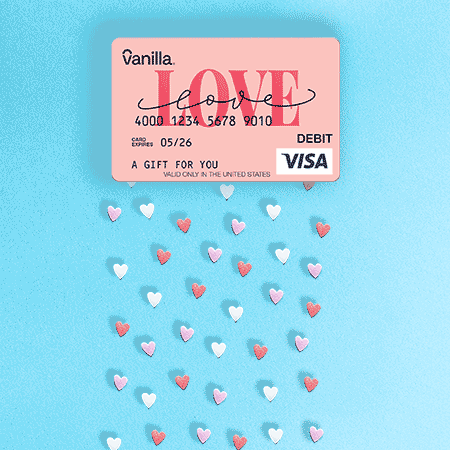 Love Gift Card raining Candy Hearts