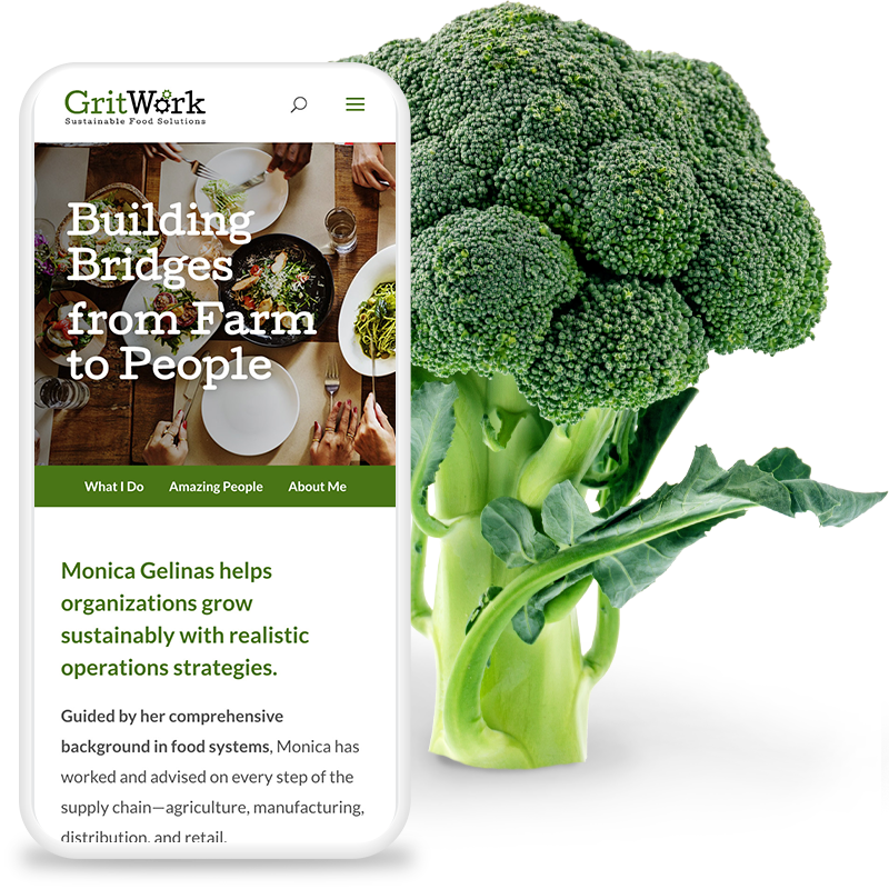 Gritwork Homepage on iPhone and Broccoli